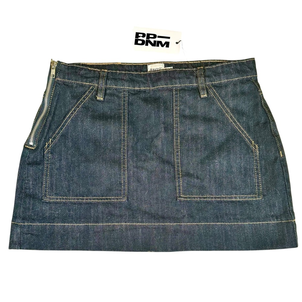 Princess Polly Hughes Patch Pocket Mini Skirt Dark Wash Denim Women US 6 NWT